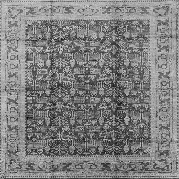Square Machine Washable Oriental Gray Traditional Rug, wshurb2994gry