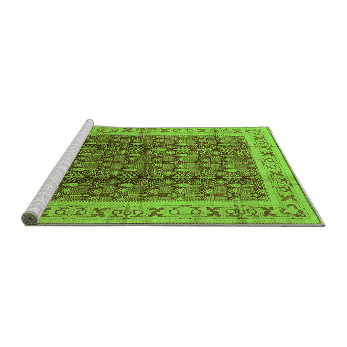 Sideview of Machine Washable Oriental Green Traditional Area Rugs, wshurb2994grn