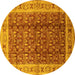 Round Oriental Yellow Traditional Rug, urb2994yw