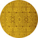 Round Oriental Yellow Traditional Rug, urb2995yw