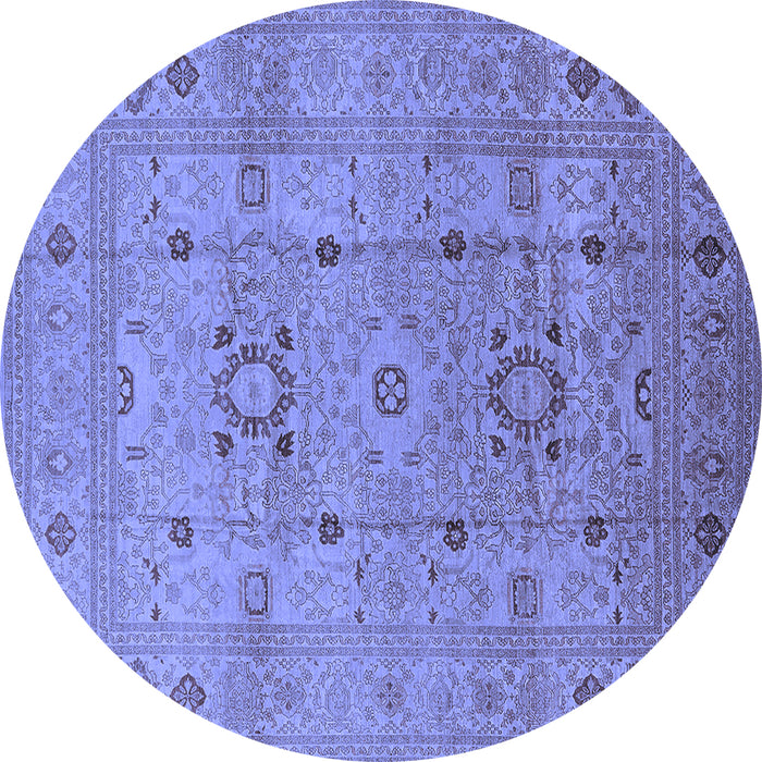 Round Oriental Blue Traditional Rug, urb2995blu