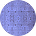 Round Oriental Blue Traditional Rug, urb2995blu