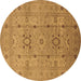 Round Oriental Brown Traditional Rug, urb2995brn