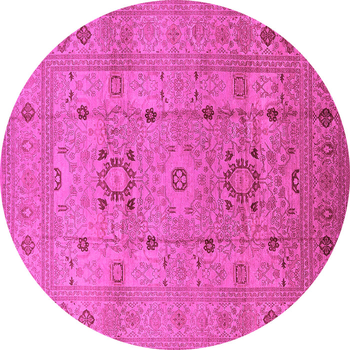 Round Oriental Pink Traditional Rug, urb2995pnk