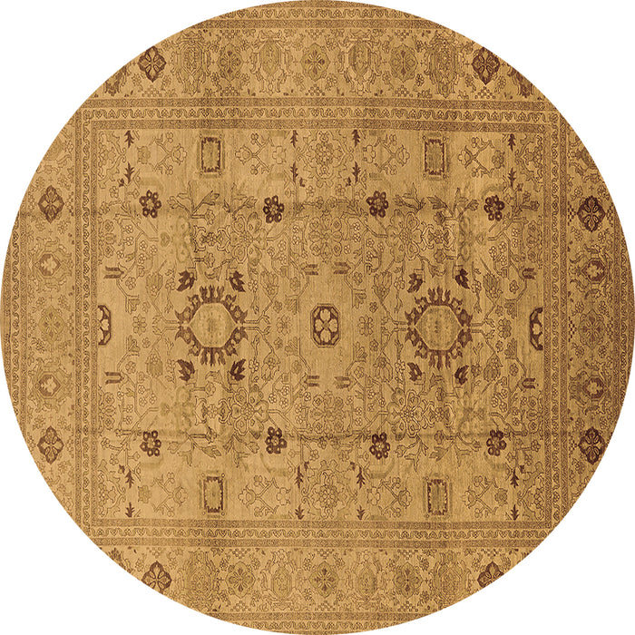 Round Machine Washable Oriental Brown Traditional Rug, wshurb2995brn