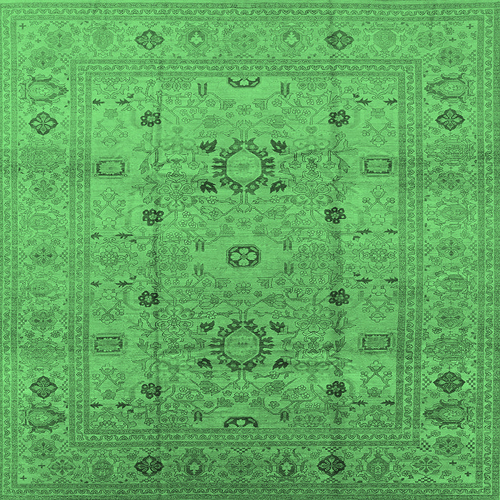 Square Machine Washable Oriental Emerald Green Traditional Area Rugs, wshurb2995emgrn