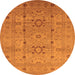 Round Machine Washable Oriental Orange Traditional Area Rugs, wshurb2995org