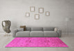 Machine Washable Oriental Pink Traditional Rug in a Living Room, wshurb2995pnk