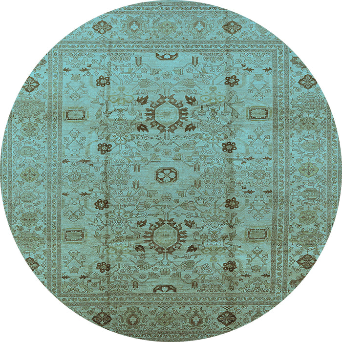 Round Oriental Light Blue Traditional Rug, urb2995lblu