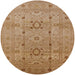Round Mid-Century Modern Brown Sand Brown Oriental Rug, urb2995