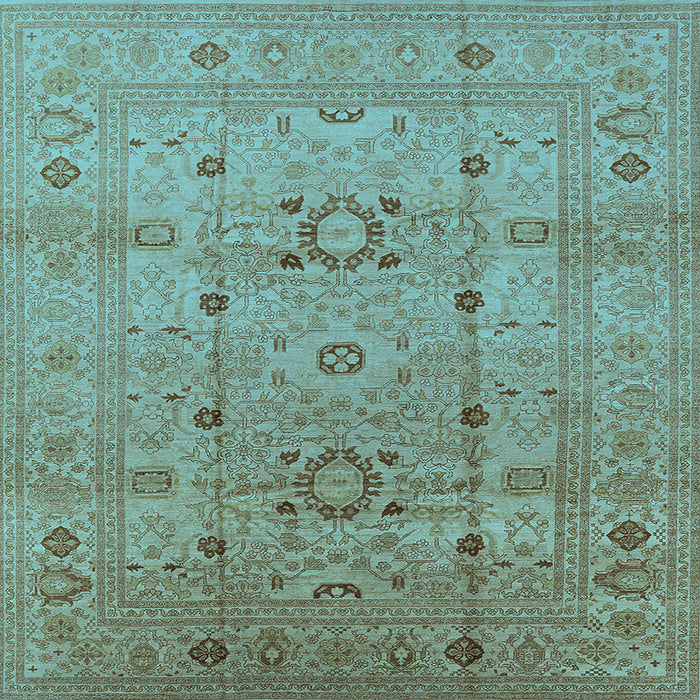 Square Oriental Light Blue Traditional Rug, urb2995lblu