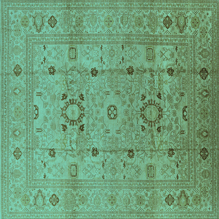 Square Machine Washable Oriental Turquoise Traditional Area Rugs, wshurb2995turq