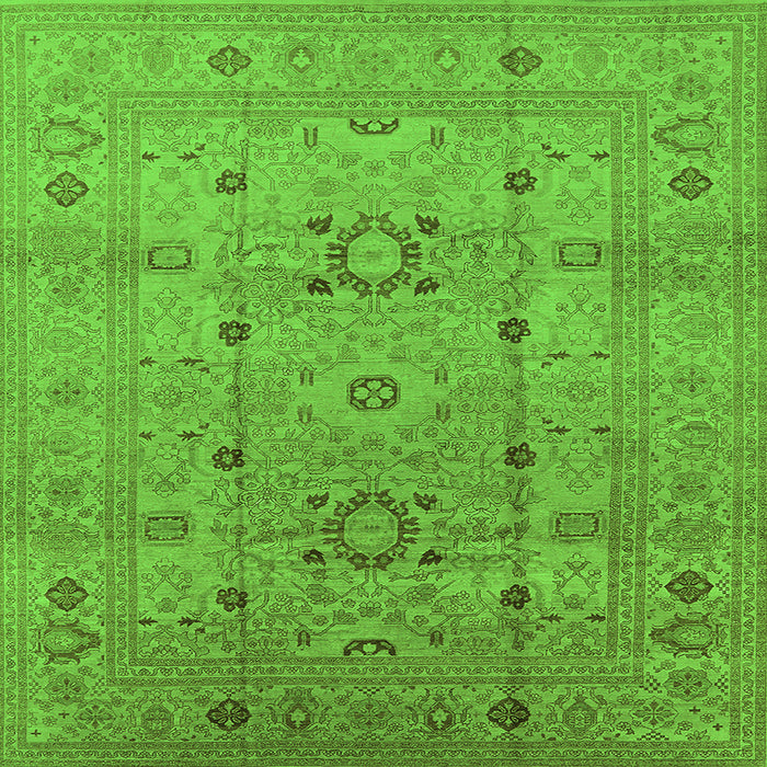 Square Machine Washable Oriental Green Traditional Area Rugs, wshurb2995grn