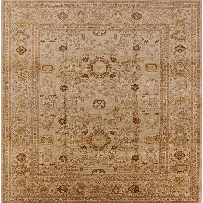 Square Mid-Century Modern Brown Sand Brown Oriental Rug, urb2995