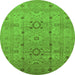 Round Oriental Green Traditional Rug, urb2995grn