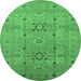 Round Oriental Emerald Green Traditional Rug, urb2995emgrn