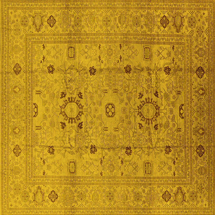 Square Machine Washable Oriental Yellow Traditional Rug, wshurb2995yw