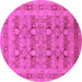 Round Oriental Pink Traditional Rug, urb2996pnk