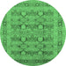 Round Oriental Emerald Green Traditional Rug, urb2996emgrn