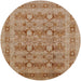 Round Mid-Century Modern Tangerine Pink Oriental Rug, urb2996