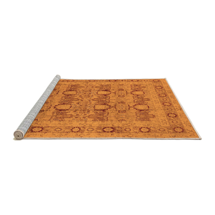 Sideview of Machine Washable Oriental Orange Traditional Area Rugs, wshurb2996org