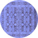 Round Machine Washable Oriental Blue Traditional Rug, wshurb2996blu