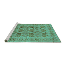 Sideview of Machine Washable Oriental Turquoise Traditional Area Rugs, wshurb2996turq