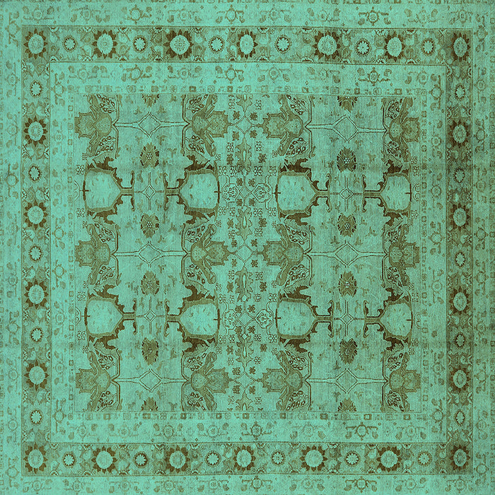 Square Oriental Turquoise Traditional Rug, urb2996turq