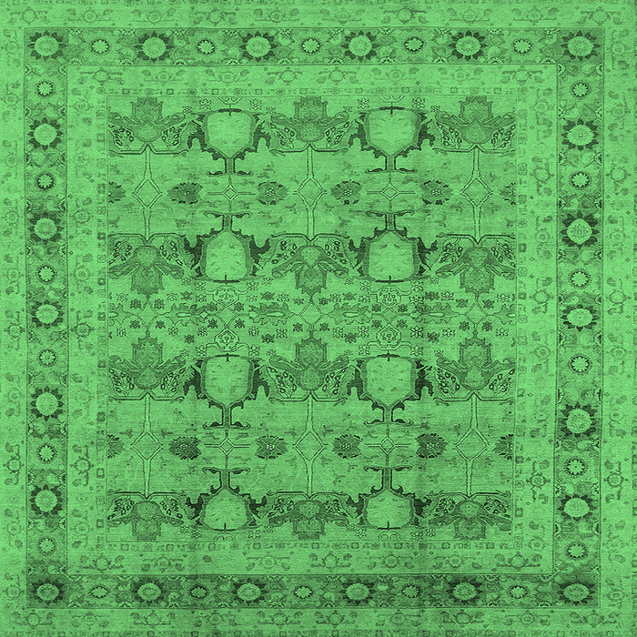 Square Oriental Emerald Green Traditional Rug, urb2996emgrn