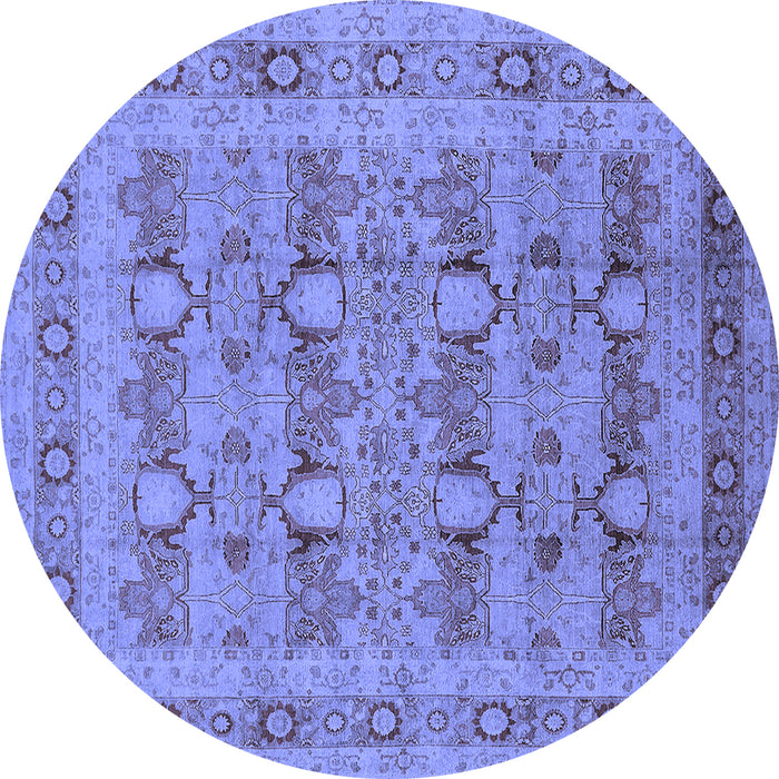 Round Oriental Blue Traditional Rug, urb2996blu