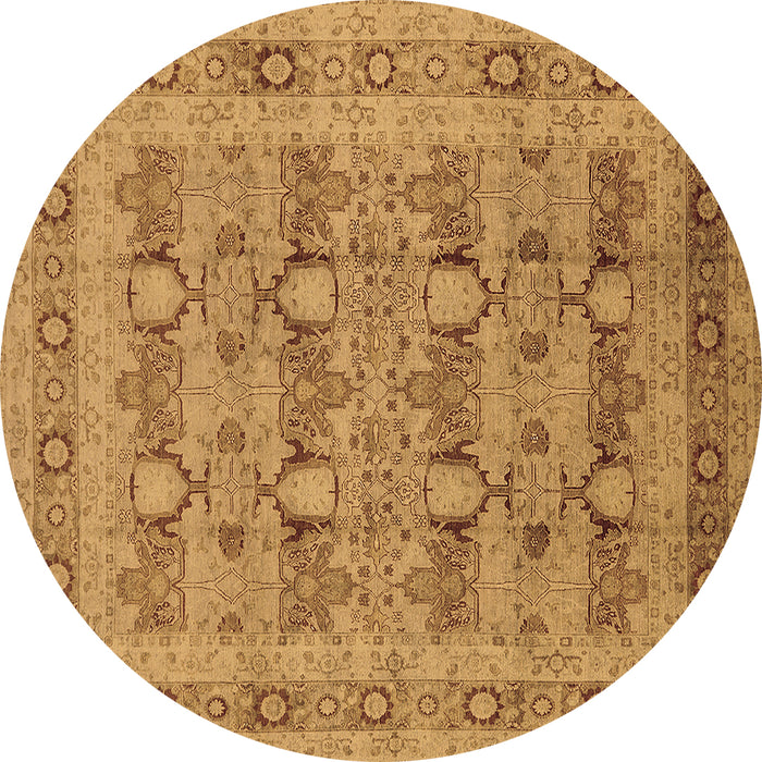 Round Machine Washable Oriental Brown Traditional Rug, wshurb2996brn