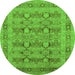 Round Oriental Green Traditional Rug, urb2996grn