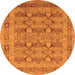 Round Machine Washable Oriental Orange Traditional Area Rugs, wshurb2996org