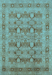 Oriental Light Blue Traditional Rug, urb2996lblu