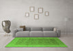 Machine Washable Oriental Green Traditional Area Rugs in a Living Room,, wshurb2997grn