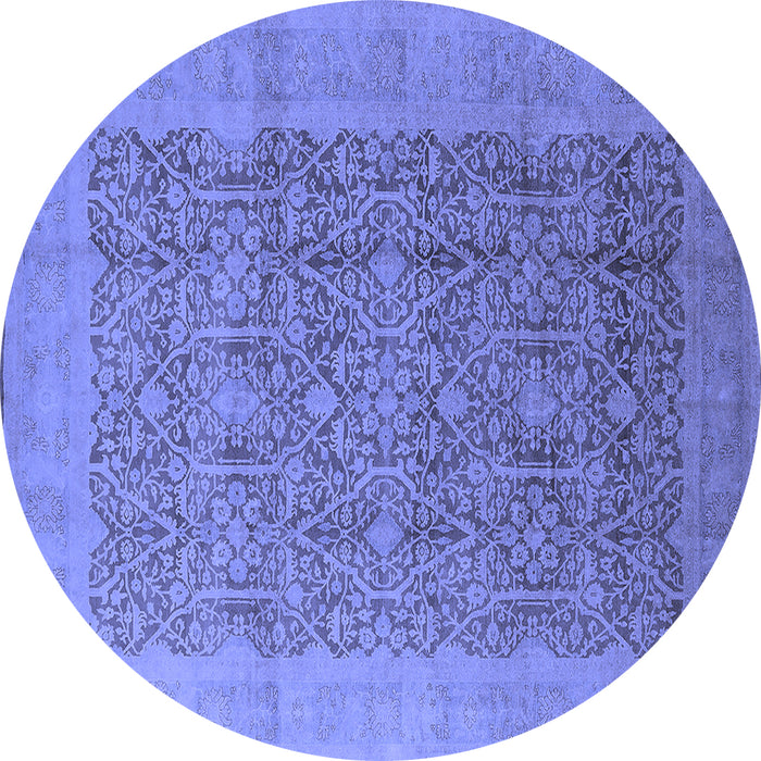 Round Oriental Blue Traditional Rug, urb2997blu