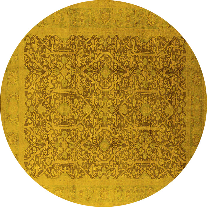 Round Oriental Yellow Traditional Rug, urb2997yw