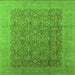 Square Machine Washable Oriental Green Traditional Area Rugs, wshurb2997grn