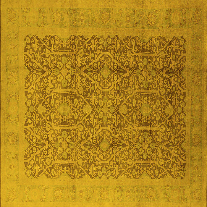 Square Machine Washable Oriental Yellow Traditional Rug, wshurb2997yw