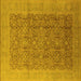 Square Machine Washable Oriental Yellow Traditional Rug, wshurb2997yw