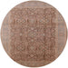 Round Mid-Century Modern Light Copper Gold Oriental Rug, urb2997