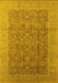 Machine Washable Oriental Yellow Traditional Rug, wshurb2997yw