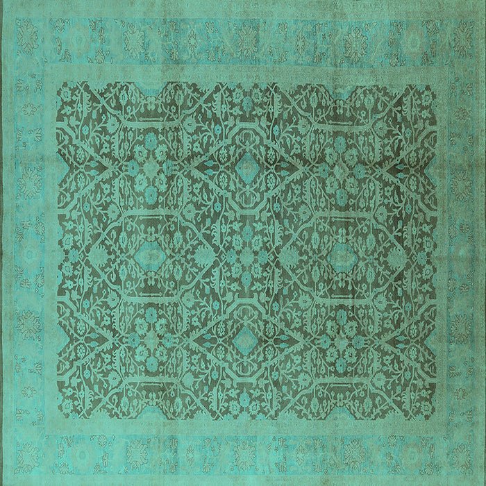 Square Oriental Turquoise Traditional Rug, urb2997turq