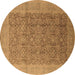 Round Oriental Brown Traditional Rug, urb2997brn