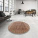 Round Machine Washable Industrial Modern Light Copper Gold Rug in a Office, wshurb2997