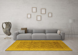 Machine Washable Oriental Yellow Traditional Rug in a Living Room, wshurb2997yw