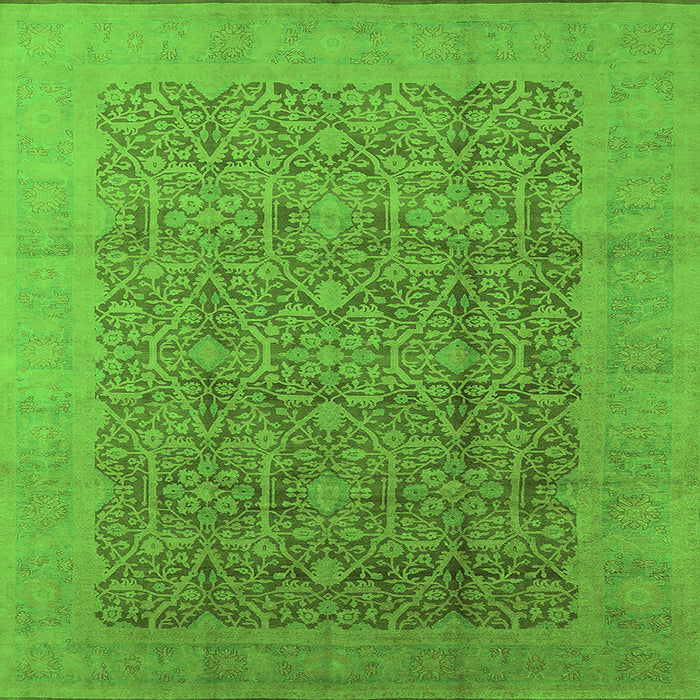 Square Oriental Green Traditional Rug, urb2997grn