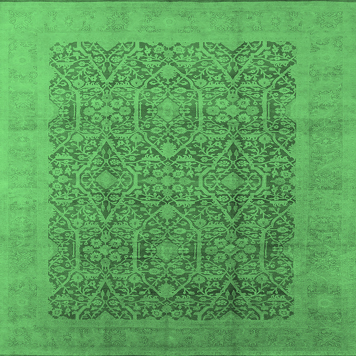 Square Machine Washable Oriental Emerald Green Traditional Area Rugs, wshurb2997emgrn