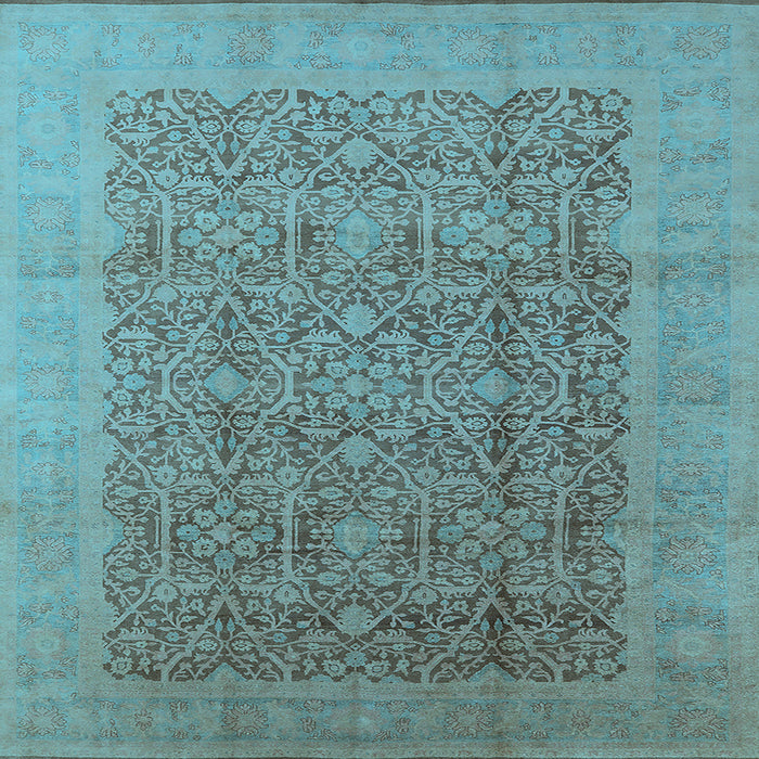 Square Oriental Light Blue Traditional Rug, urb2997lblu