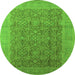 Round Oriental Green Traditional Rug, urb2997grn